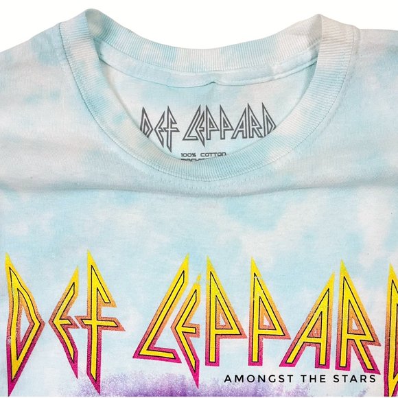 Def Leppard Adrenalize Blue White Tie Dye Band T-Shirt - Picture 3 of 4